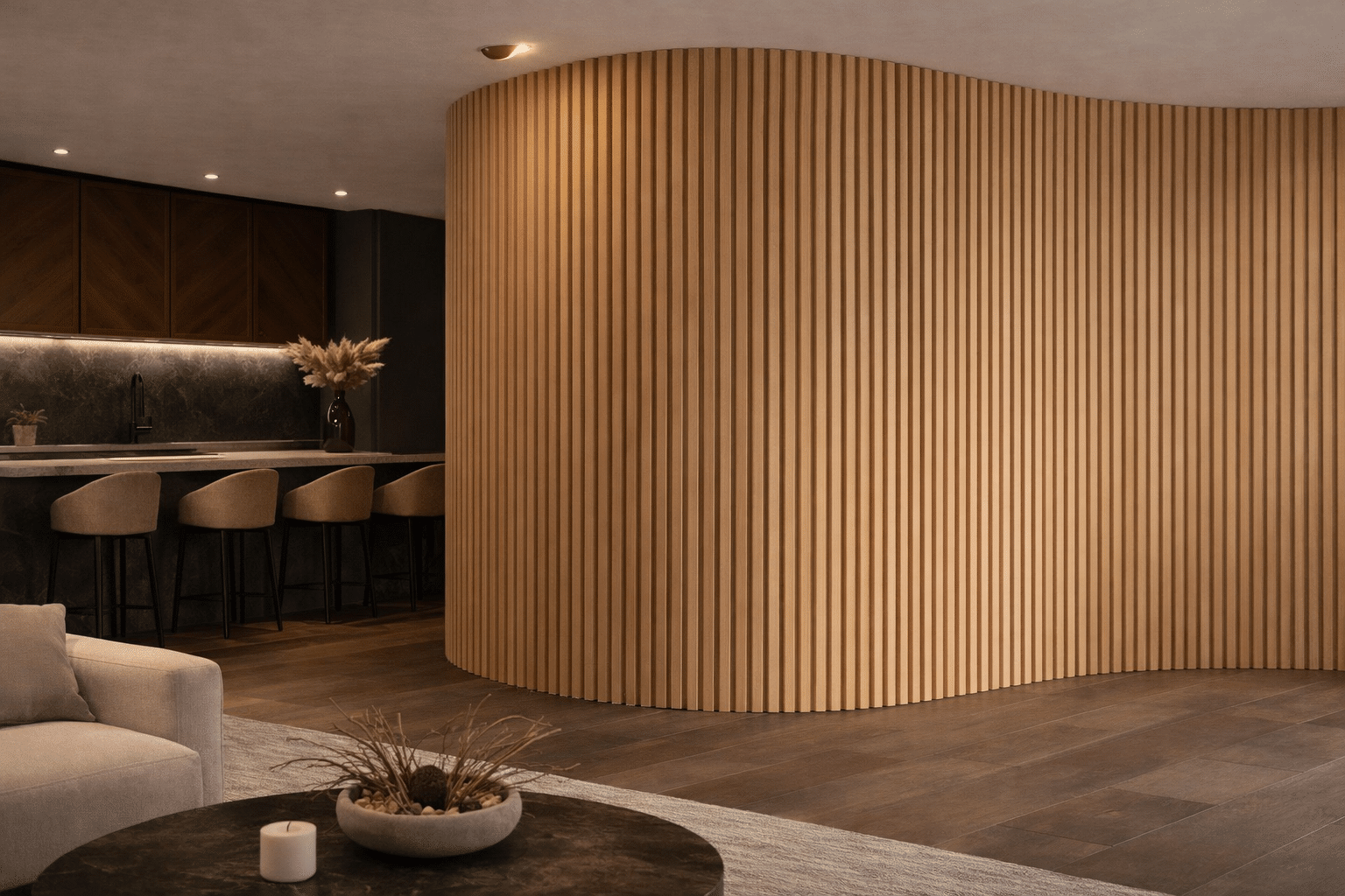 Geometric slat wall panels architectural interior application