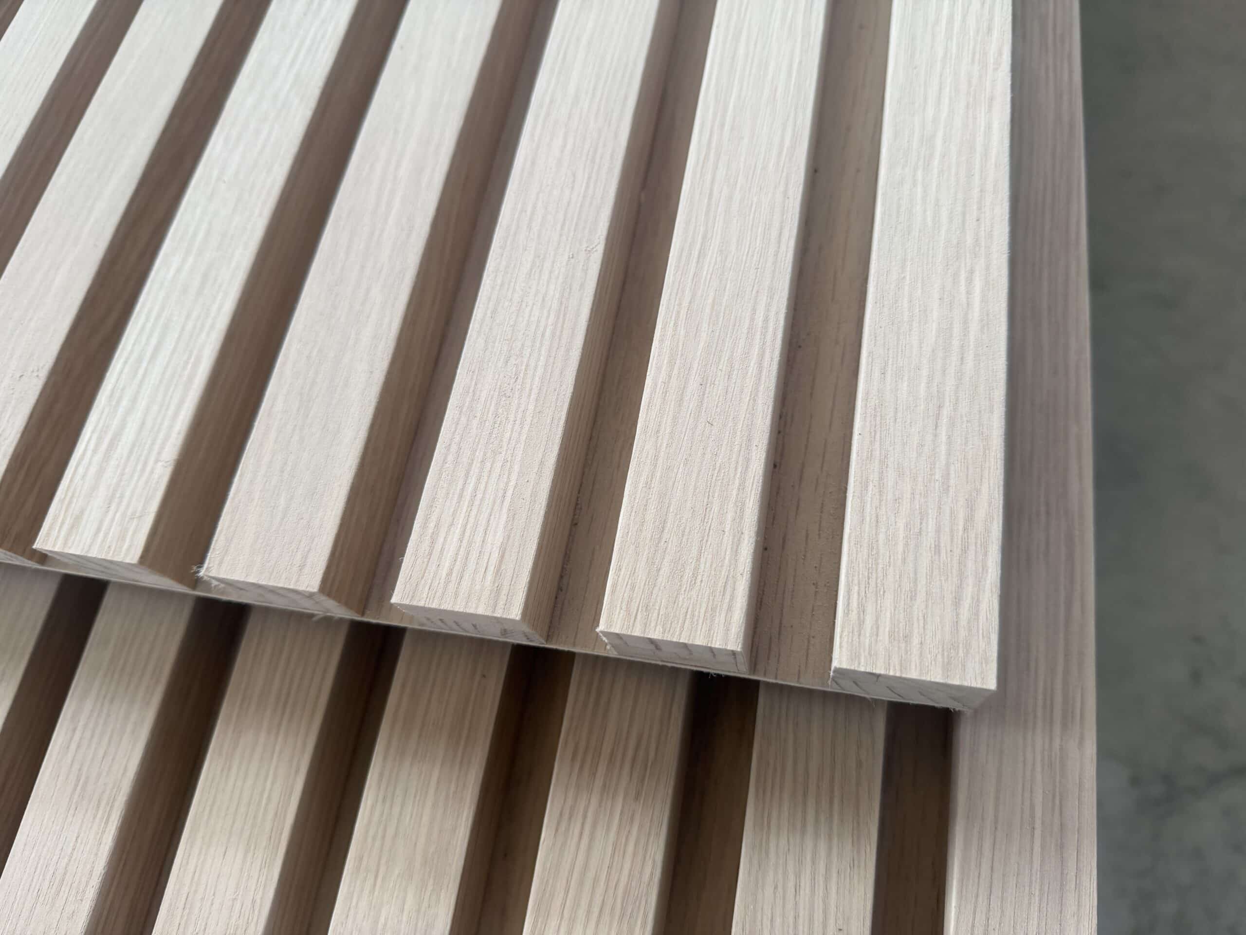 Geometric slat wall panels transparent PU surface finish