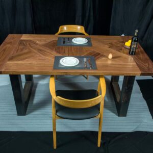 Solid black walnut dining table with Versailles pattern