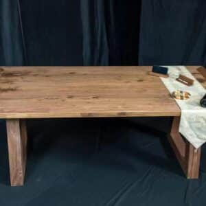 solid oak rectangular dining table with stripe pattern surface