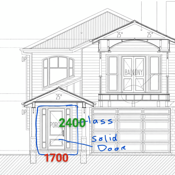 exterior entry door system technical drawing front elevation with dimensions