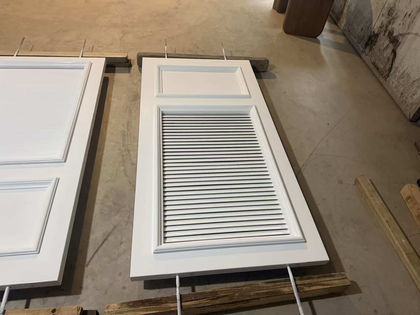 exterior timber door with oak louver design front view