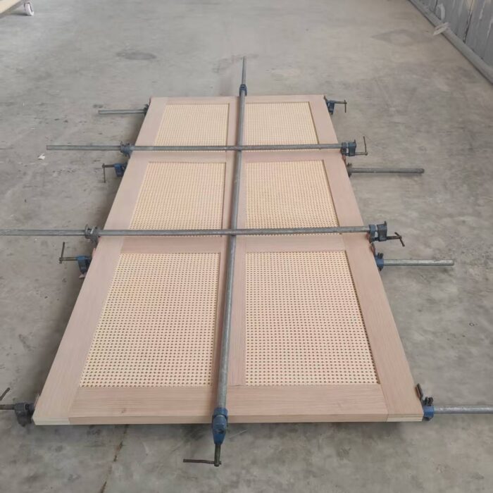 wooden door panel parts size inspection during assembling process factory