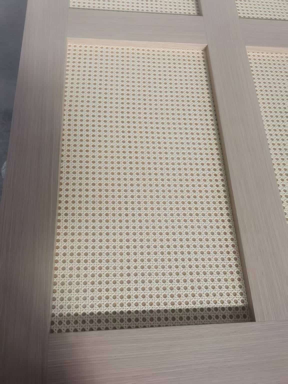 timber rattan panel door components and structure detail