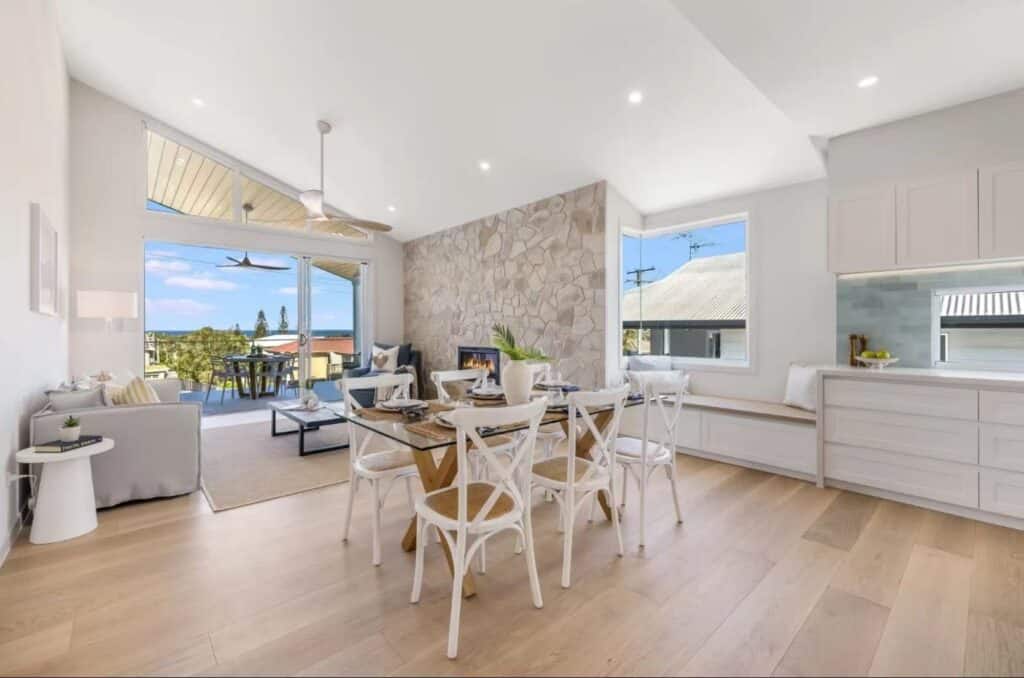 light oak engineered wood flooring in modern living room interior