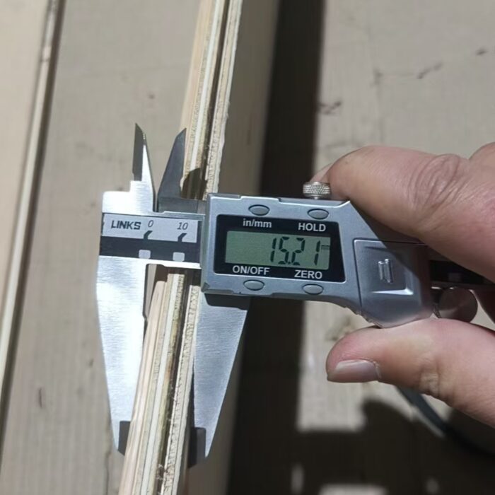 engineered wood flooring thickness measurement with digital caliper