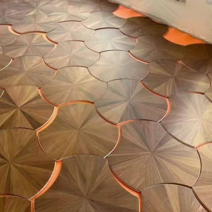 leaf pattern parquet wood flooring custom geometric flooring modern space design