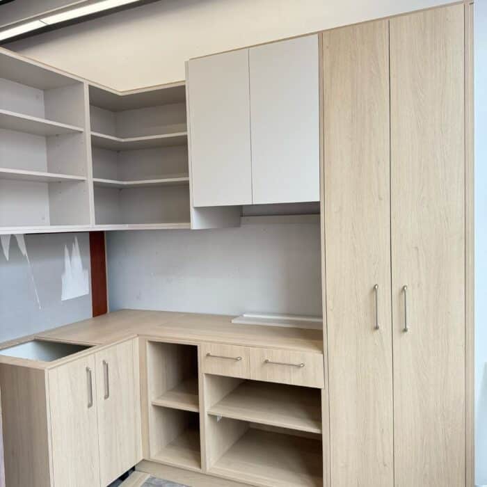 custom wood wardrobe storage system