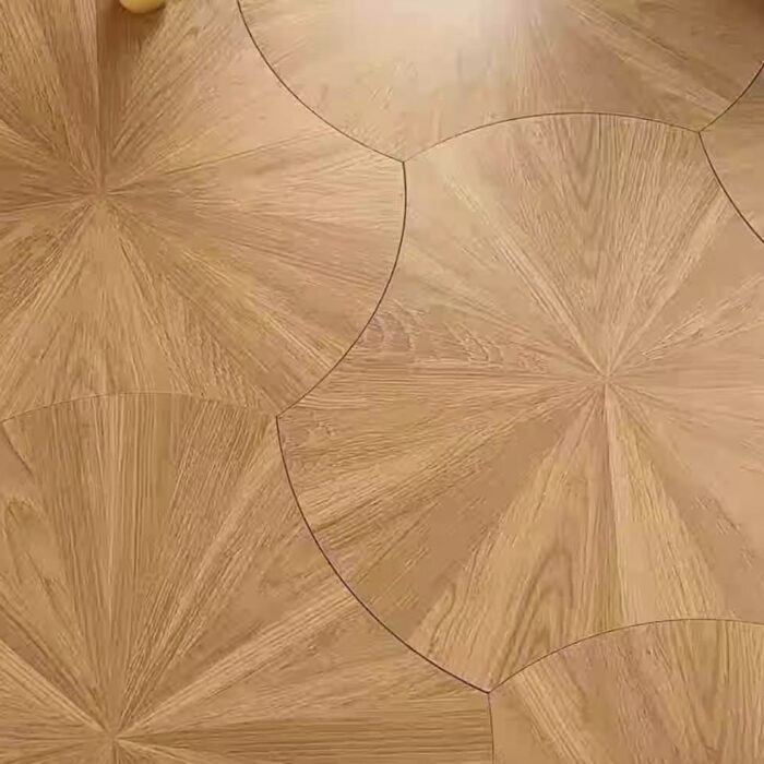radial parquet wood flooring lotus pattern custom geometric flooring design