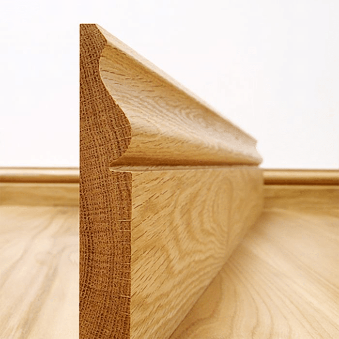 wood skirting boards on engineered flooring detail