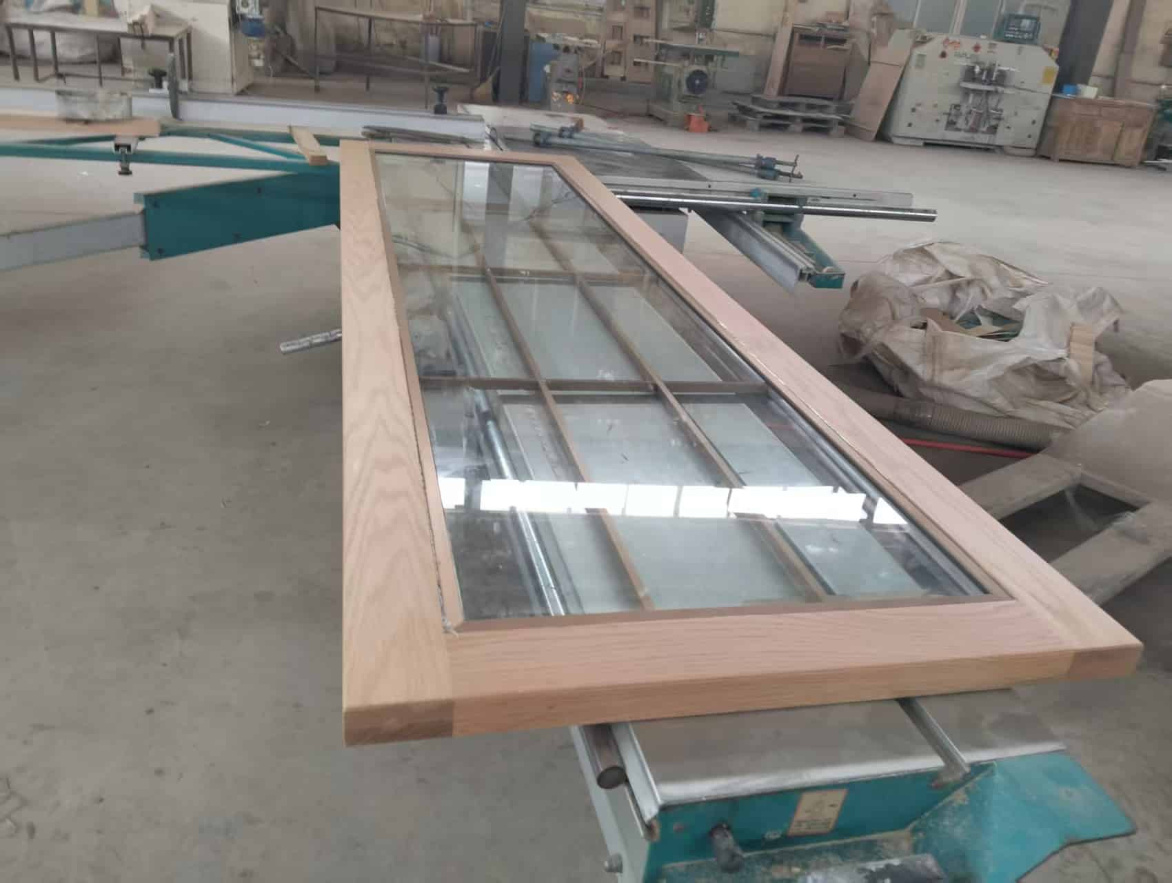 solid oak interior glass door with clear glass panel modern wooden frame door factory production