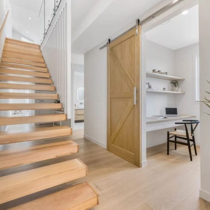 custom wood doors and shelf storage system