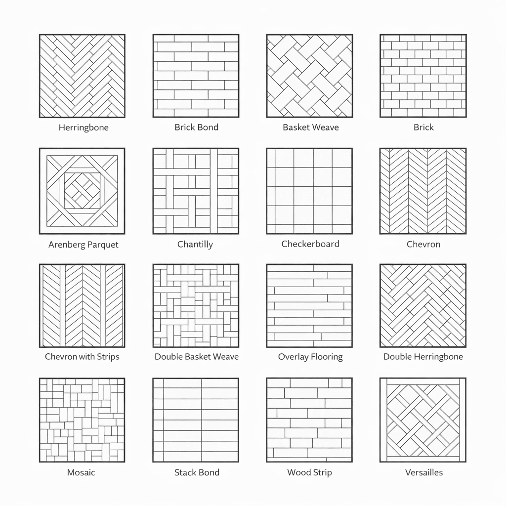 wood flooring patterns guide including herringbone chevron basket weave parquet designs