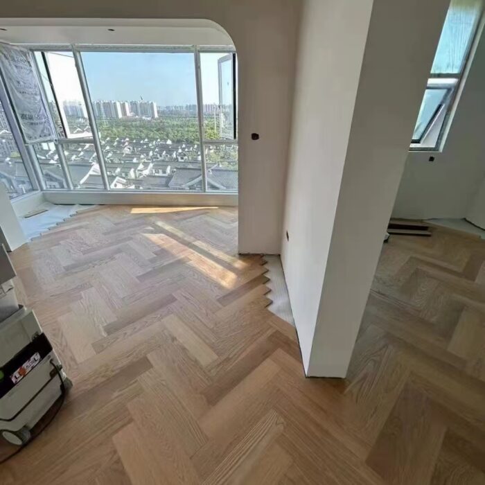solid wood herringbone flooring in residential interior oak parquet floor