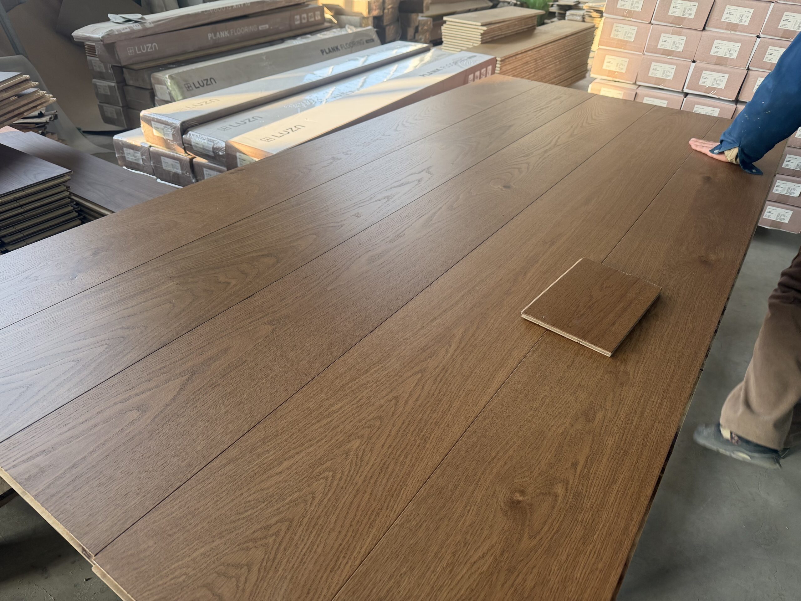 engineered plank flooring smoked oak UV finish features scratch resistant durable surface