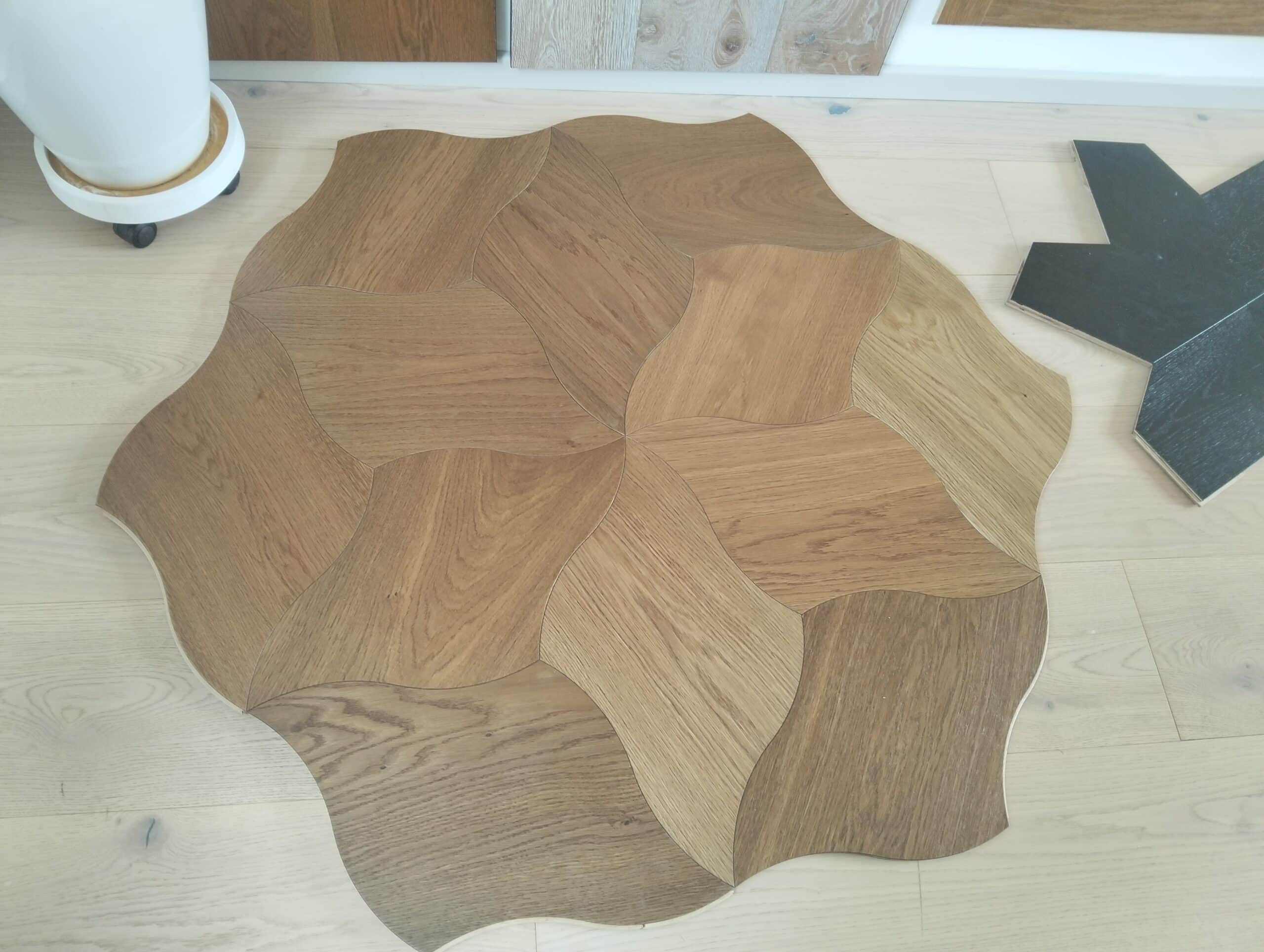 geometric leaf designed oak engineered flooring