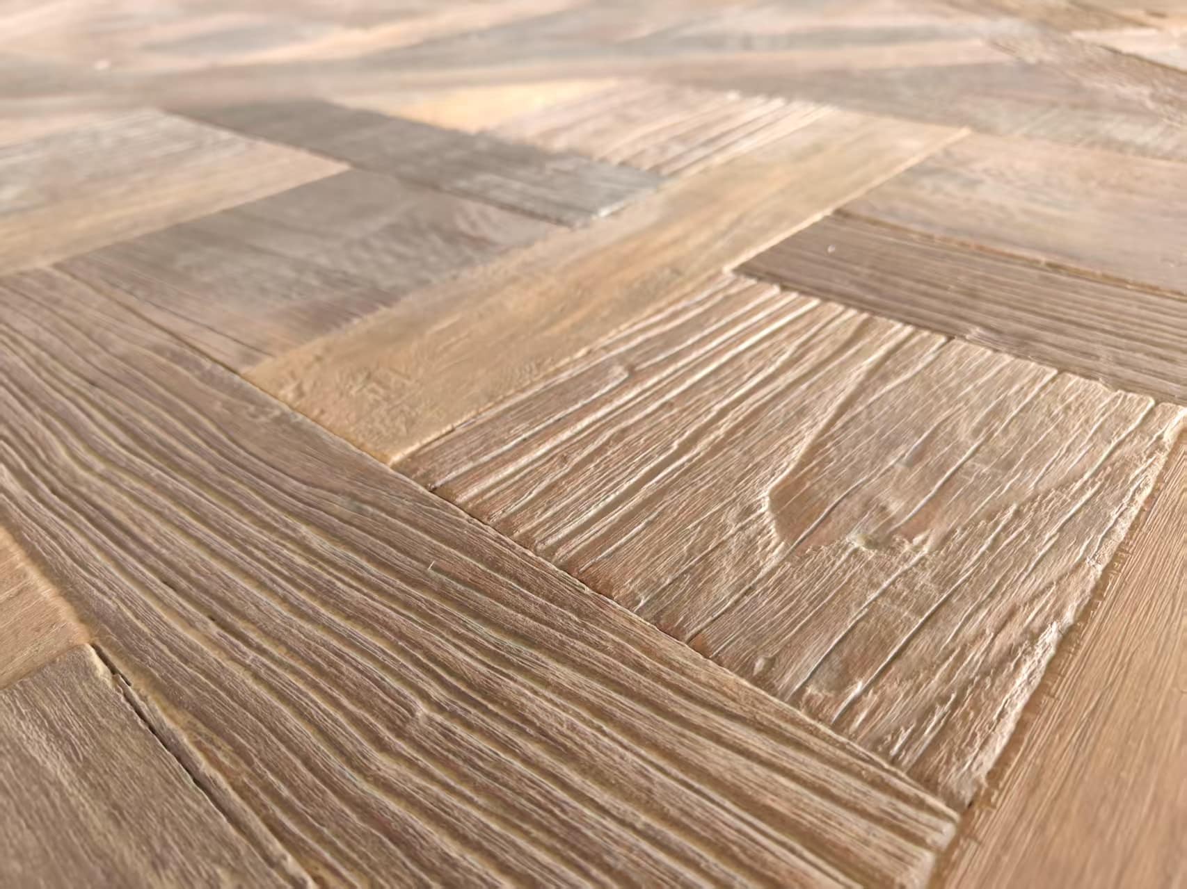 antique reclaimed elm parquet flooring texture