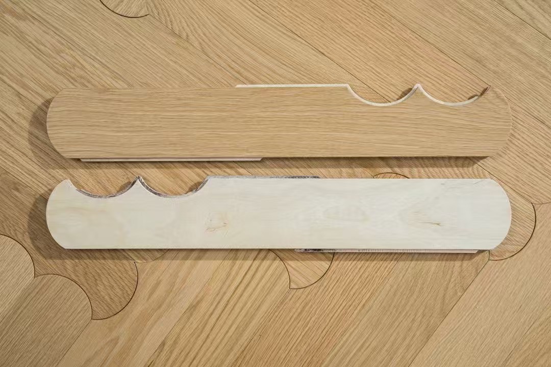 biscuit shape wood flooring profile and structure detail