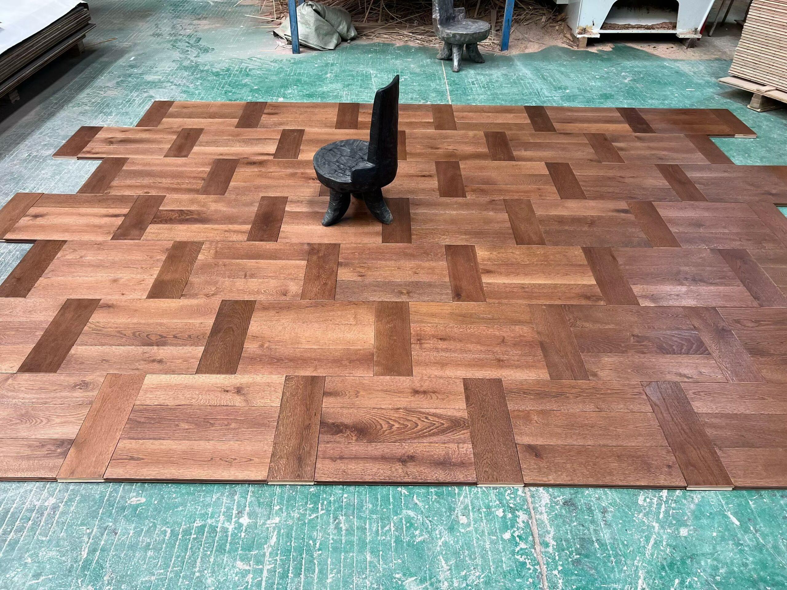 cross herringbone engineered wooden floor installation