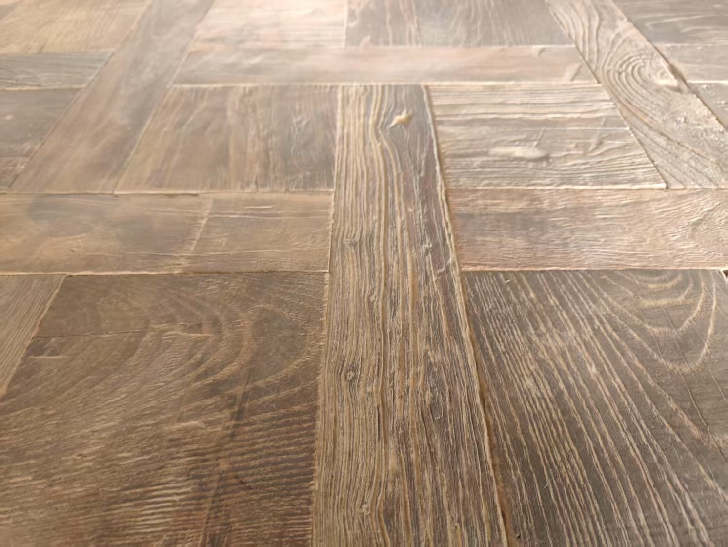 reclaimed elm flooring weathered surface detail