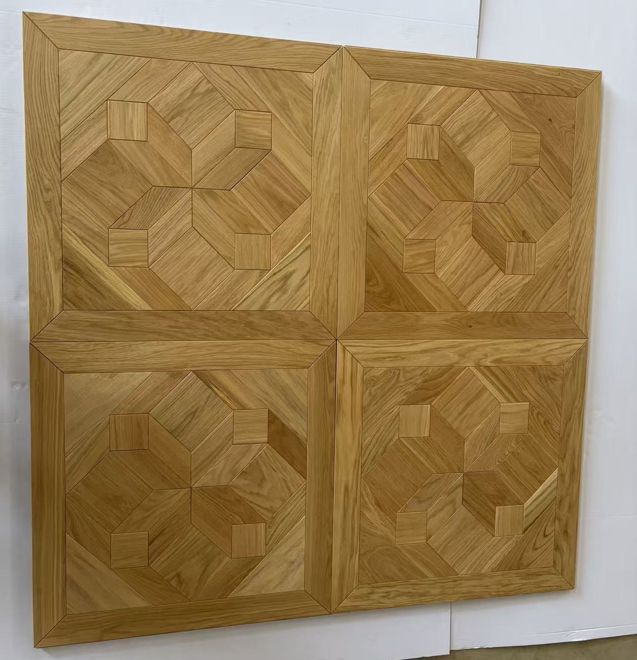 solid oak versailles flooring four panel geometric layout