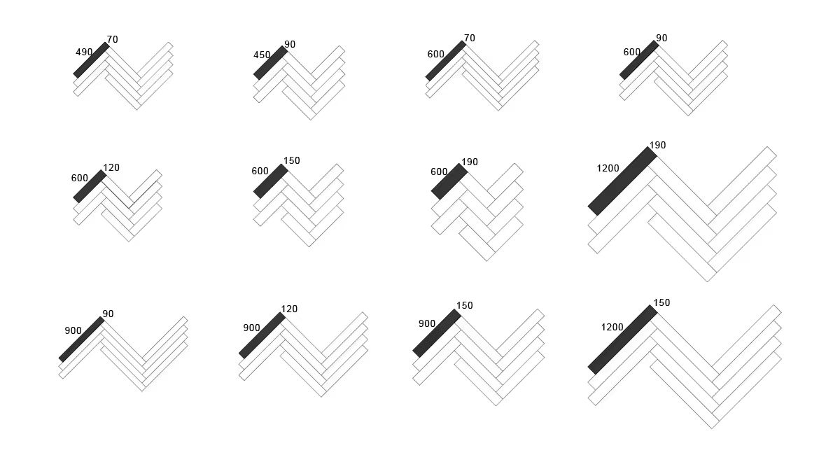 Custom Herringbone Flooring Layout Drawing
