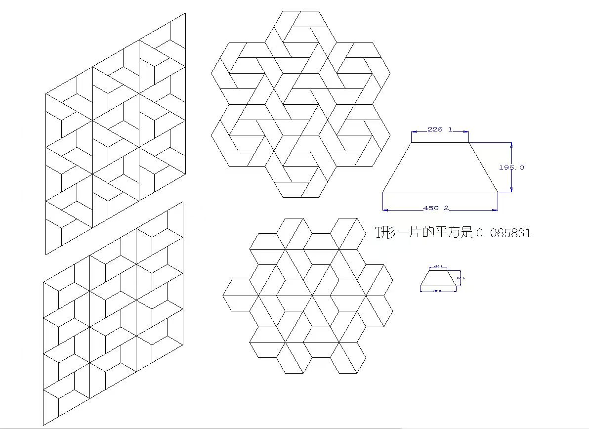Geometric Wood Flooring Pattern Drawing