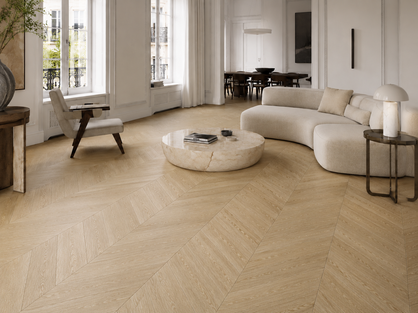 Engineered oak chevron flooring for home hotel apartment