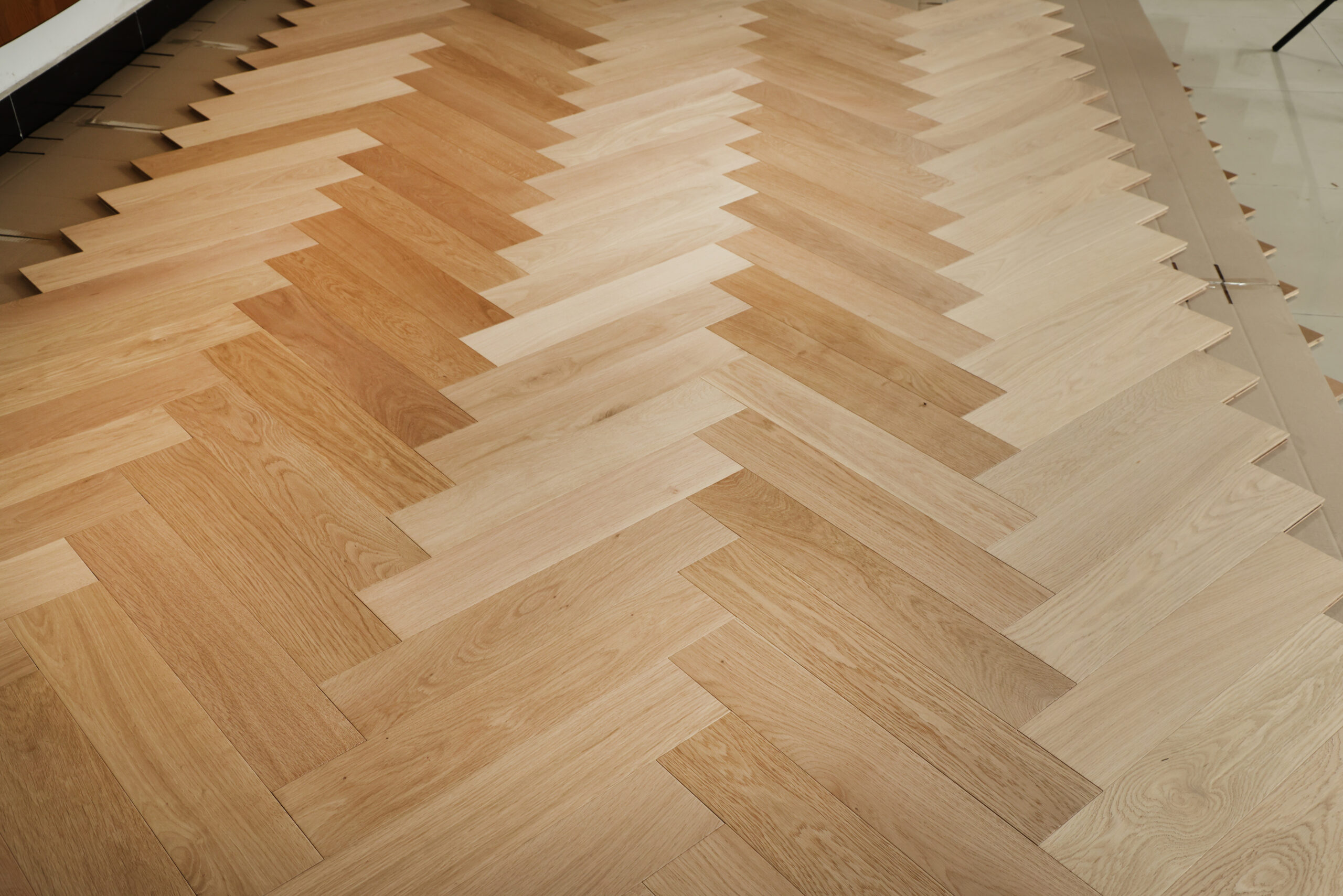 engineered oak herringbone planks uncoated surface