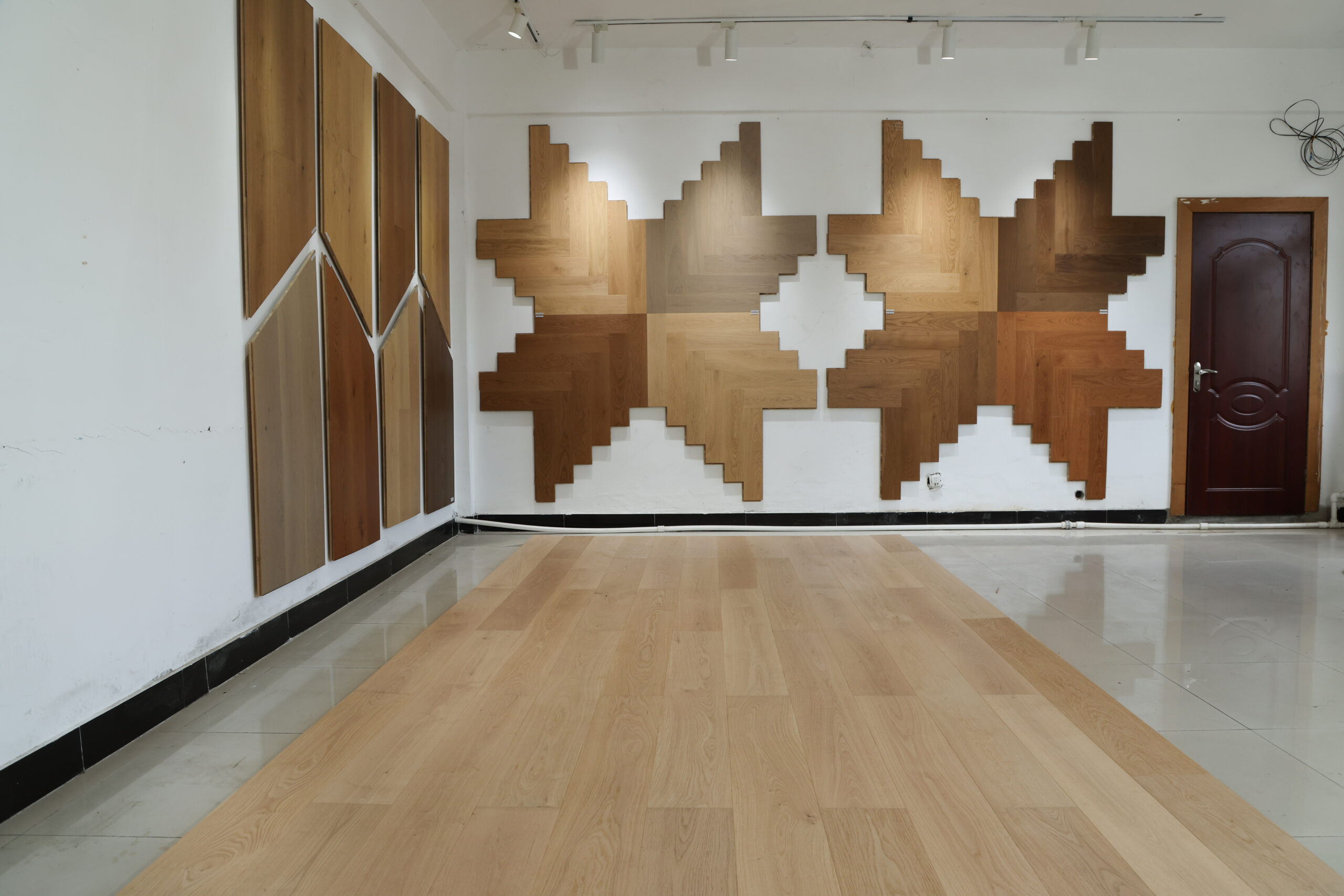 engineered oak planks light natural oak showroom display