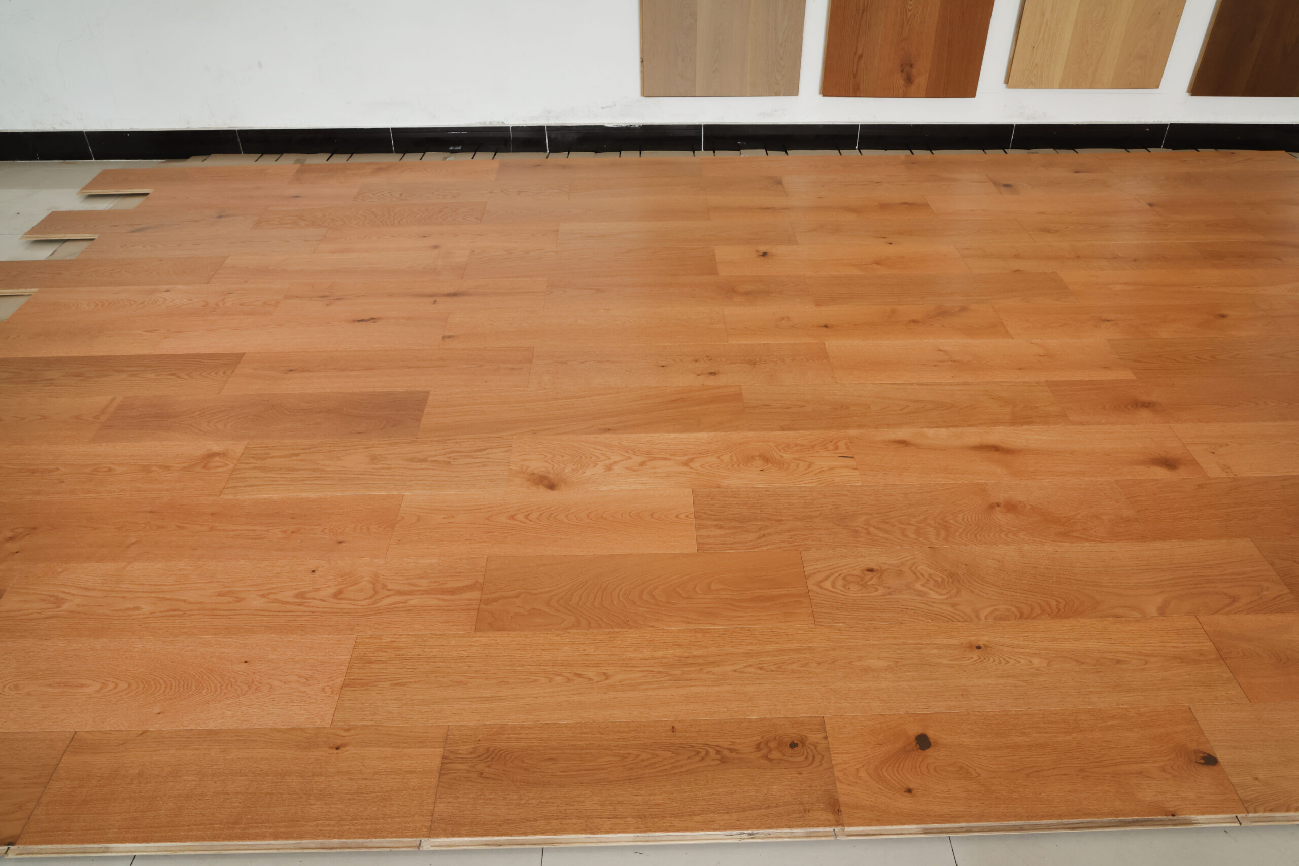 engineered oak planks warm honey oak showroom display