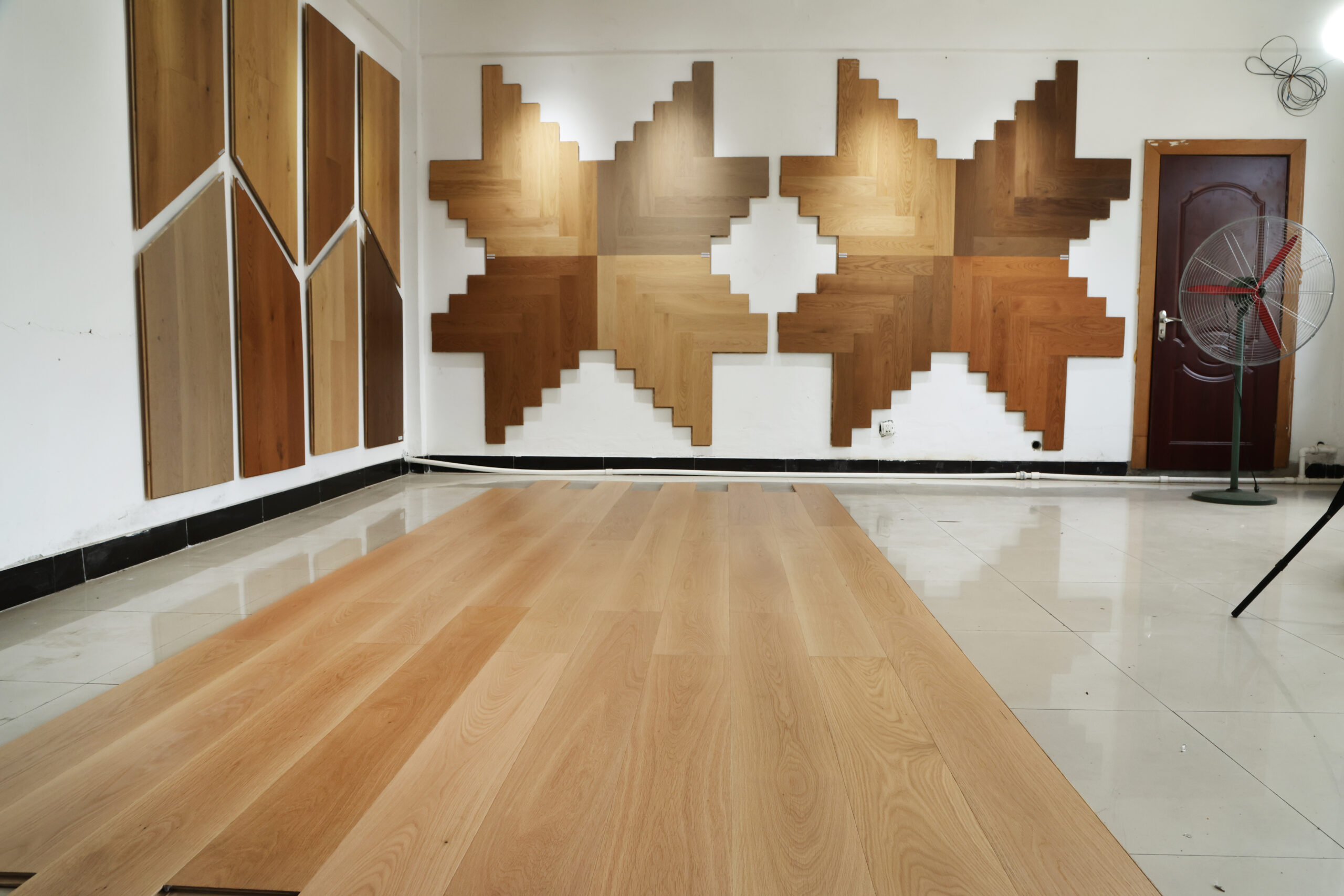engineered oak planks warm natural oak showroom display