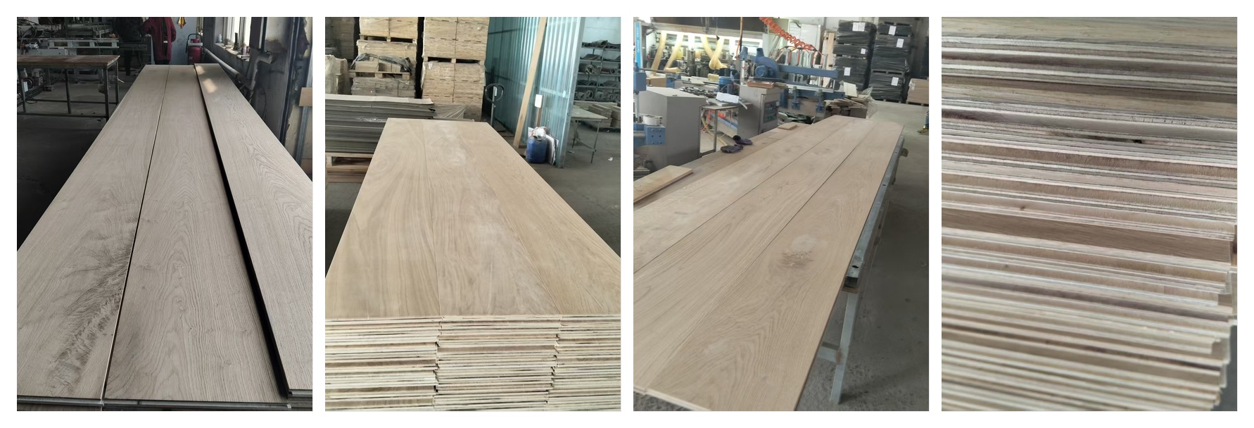 solid wide plank timber flooring boards and raw material display
