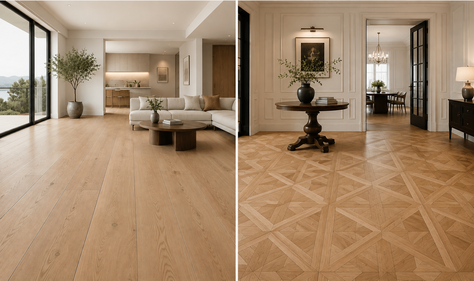wide plank vs parquetry flooring comparison