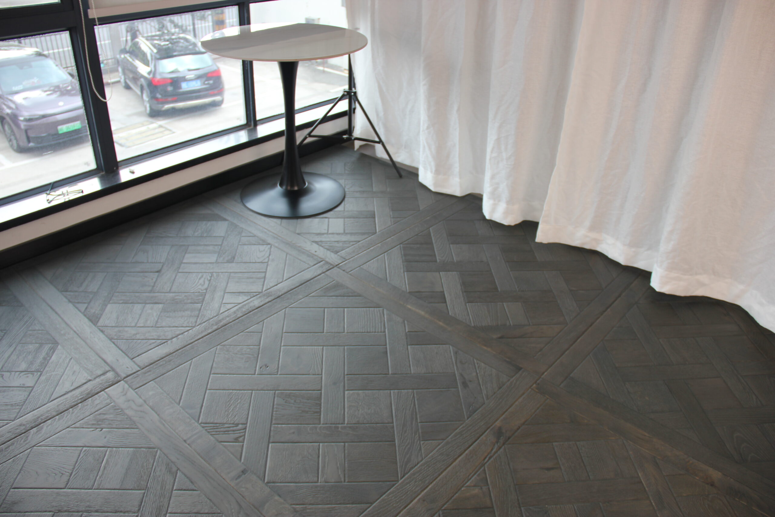reactive stained oak Versailles flooring for house and villa