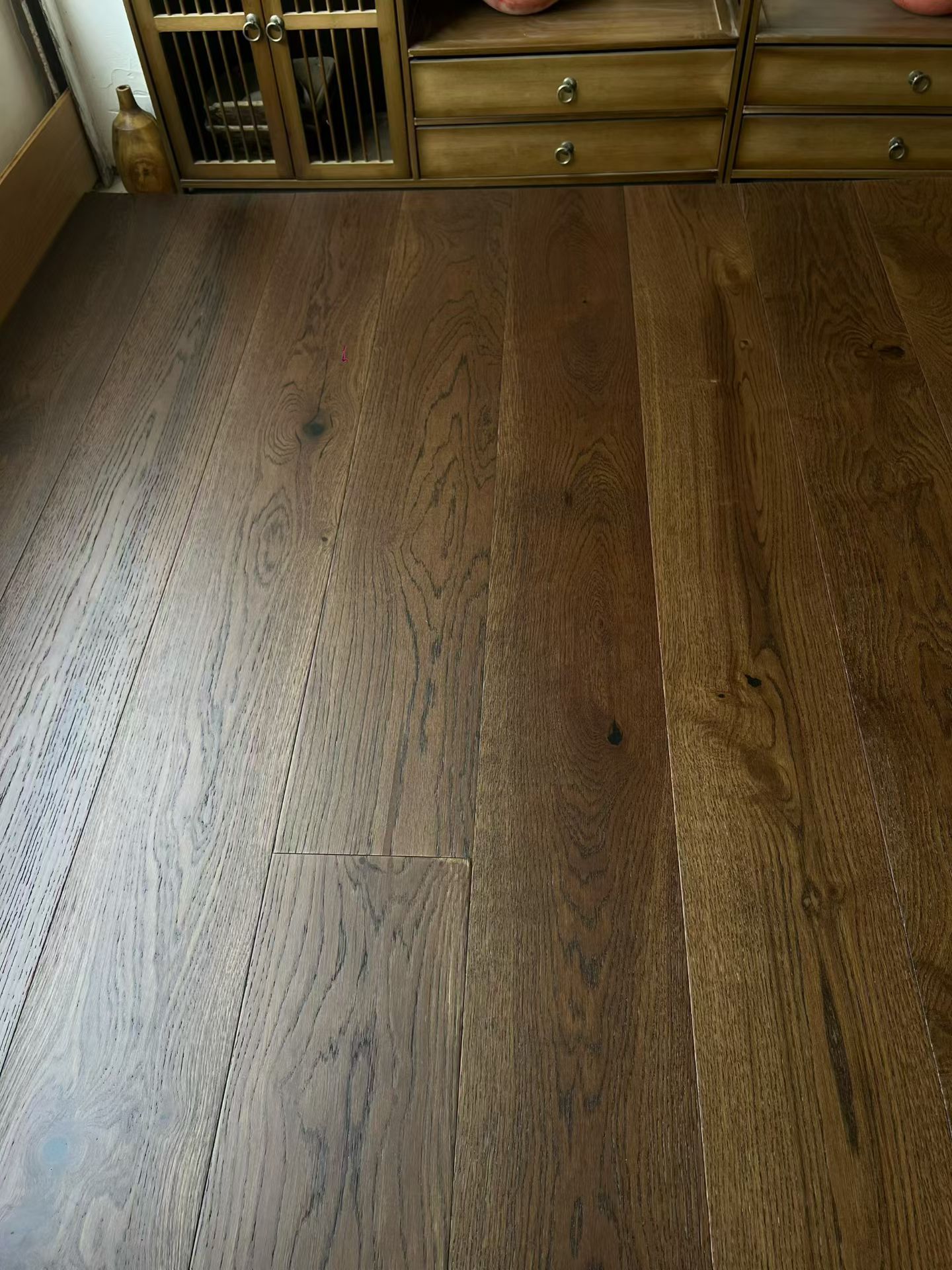 smoked wide plank oak flooring project