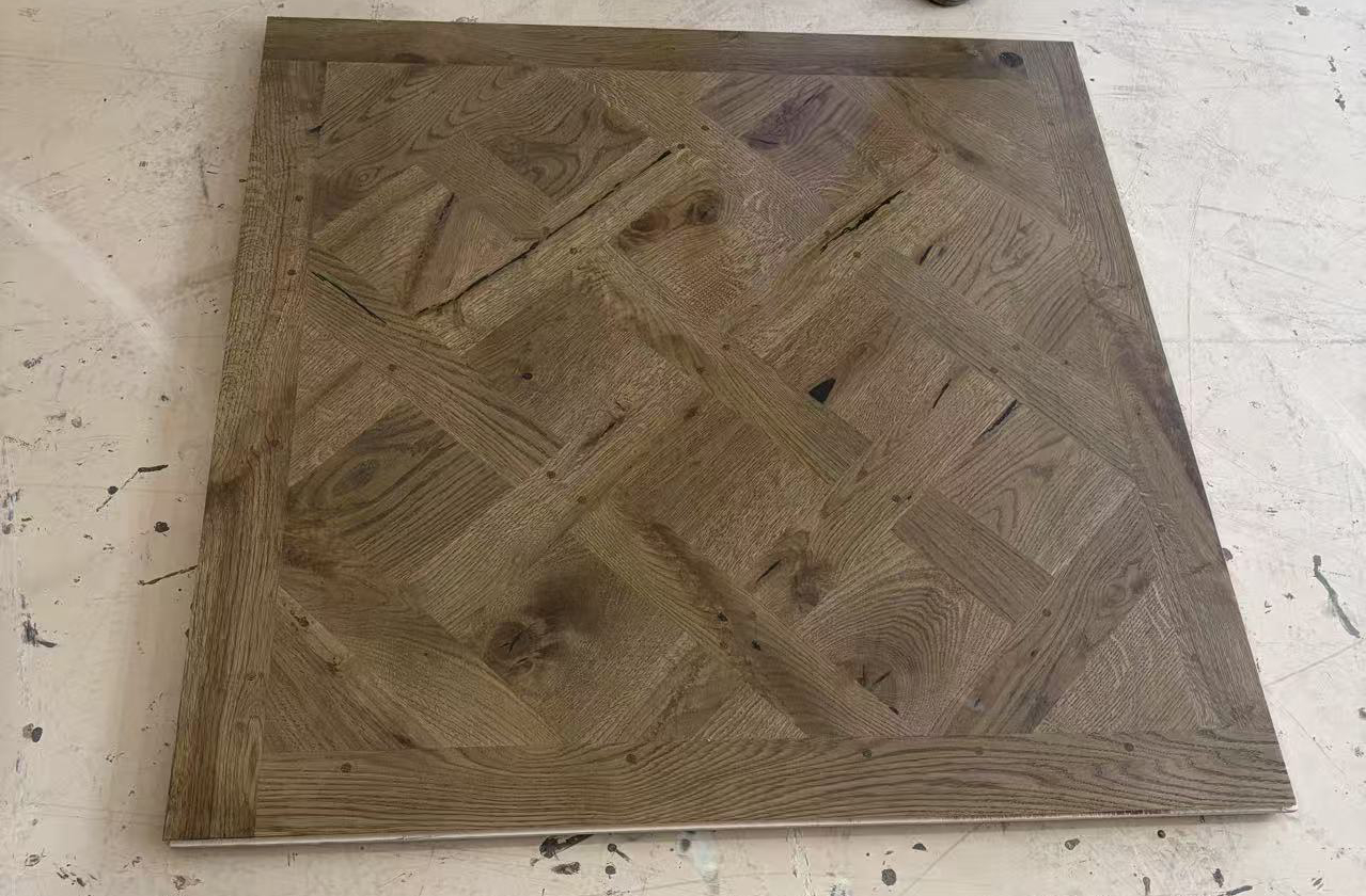 stained color oak Versailles flooring pattern